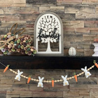 Wooden Beads Banner Hanging Decorations Fireplace Room Wall Carrot Garland Spring Decoration Stuffed Rabbit