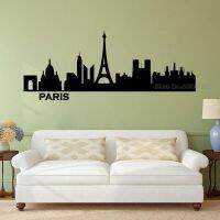 (สติ๊กเกอร์และรูปลอกผนัง) ปารีสสกายไลน์ Kota Siluet France Stiker Dvinyl Stiker untuk Kamar Tidur Asrama Kota Bangunan Rumah Dekorasi Dinding S