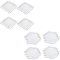 8 Pack Silicone Coaster Molds Silicone Resin Mold, Clear Epoxy Molds Hexagon &amp; Square