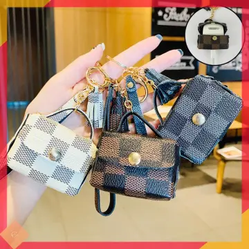 Fashion Design Leather Cylinder Lipstick Bag Portable Zip Coin Purse Mini  Wallet Key Bag Key Chain Pendant Women's Purses