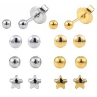 【LZ】☂㍿  Brincos cirúrgicos de aço inox joia tragus para cartilagem joia corporal com pedra brilhante ouro e prata 1 par