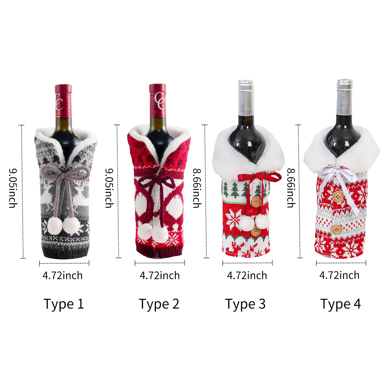 Christmas Wine Bottle Cover Knit Sweater Dress Xmas Tree Wrap For Party