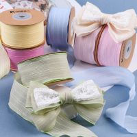 9-10 Yards 25MM 38mm Solid Jump Point/Chiffon/Pleat Ribbon 0215R01 Bowknots Kids Hair Accessories Material Handmade Carfts Gift Gift Wrapping  Bags