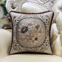 European-Style Sofa pillow case Luxury Living Room Pillows Bedside Backrest Embroidery Pillow Cover Large Pillow Removable