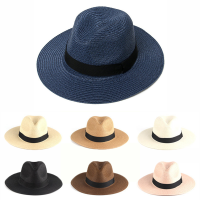 Summer Folding Straw Hats For Women Men Classic Western Straw Cowboy Cap Party Holiday Wide Brim Breathable Panama Beach Sun Hat