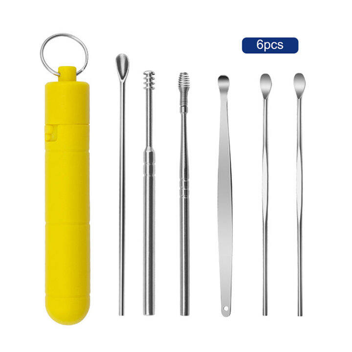 lowest-price-mh-1-6ชิ้น-เซ็ต-ear-wax-removal-tool-earpick-ear-cleaner-ช้อนทำความสะอาดหู