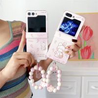 เคสโทรศัพท์ลายกระต่ายดอกไม้การ์ตูนสำหรับ Samsung Galaxy Z Flip 4 3 5ฝาหลังกันกระแทก