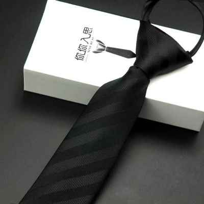 Small tie mens casual zipper tie Korean lazy 5.5CM tie comfortable elegant tie