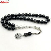 Tasbih Natural Black Agates กับ Zircon ลูกปัดมุสลิมสร้อยข้อมือ Eid ของขวัญ Misbaha อิสลาม Accesse 2023เครื่องประดับตุรกี