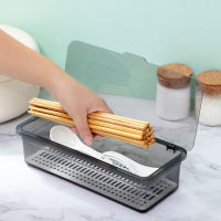 GBSC Cutlery Storage Tray Holder Tableware Organizer Spoon Fork Storage Box Plastic Container Cutlery Rack with Lid and Drainer