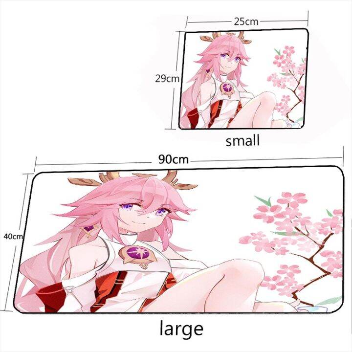 kawaii-yae-miko-mousepad-mouse-pad-gamer-carpet-rug-pink-mousepads-genshin-impact-large-xxl-gaming-accessories-keyboard-desk-mat