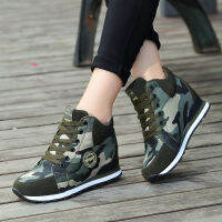 Lady camouflage shoes running shoes womens increase hightraining boots canvas sports shoes