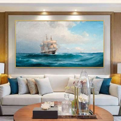 ❀♙ Modern Wall Art Sea Sailing ภูมิทัศน์ภาพวาดผ้าใบนามธรรมโปสเตอร์และพิมพ์ภาพผนังโปสเตอร์สำหรับห้องนั่งเล่นตกแต่งบ้าน