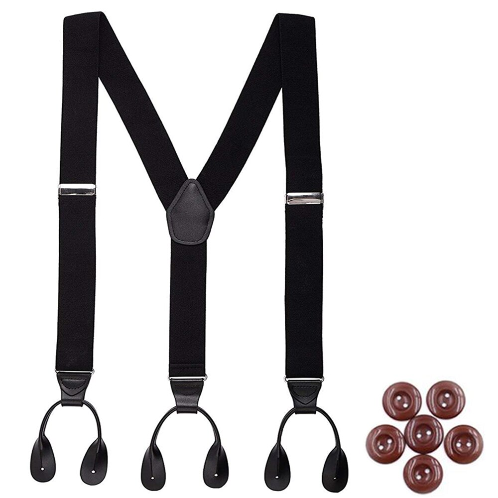 Navy Black Dot Design Gents Mens 3.5cm Wild Adjustable Braces Suspenders Elastic