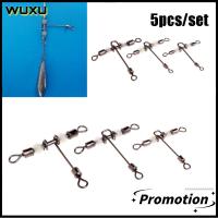 WUXU 5pcs/lot ทนทาน ตรีศูล กระบอกทองเหลือง ตัวแยกสัญญาณ ตัวหมุนตกปลารูปตัว T ขั้วต่อ 3 ทาง ส่องสว่าง หมุนด้วยมุก