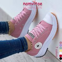 COD SDFGDERGRER Namvitae Canvas Shoes Fashion Sneakers Large Size Low Top Thick Sole Shoes for Women