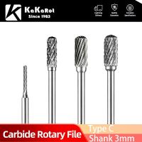 KaKarot 3mm Shank C Type C0513M0 C0413 ทังสเตนคาร์ไบด์ไฟล์โรตารี่ Burr Drill Bits CNC แกะสลักเครื่องมือโรตารี่เครื่องตัด Lime Core