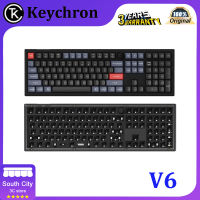 Keychron V6สีดำ108คีย์แป้นพิมพ์แบบมีสายเปลี่ยน QMK ผ่านปุ่ม RGB แมโครแบบกำหนดเอง