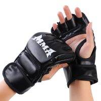 1 Pair Half-Finger Boxing Fight Gloves Grappling With Adjustable Wrist Bands For Sanda Punching Bag Training