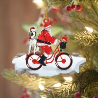 Christmas Ornaments Christmas Tree Old Man Bicycle Dog Wooden Ornament 2022 New Year Wooden Christmas Hanging Pendants