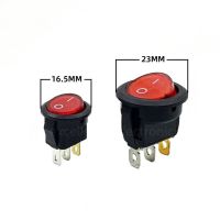 5pcs 16mm / 23mm Round Rocker Switch 220V Red LED Light Toggle Switch SPST ON/OFF Electric Controls Electrical Circuitry  Parts