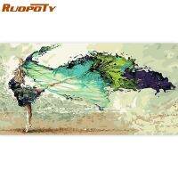 RUOPOTY นักเต้นภาพวาด DIY ตามจำนวนเฟรม60X120ซม. ศิลปะผนังบ้านที่ทันสมัยขนาดภาพวาดผืนผ้าใบขนาดใหญ่สำหรับห้องนั่งเล่นการตกแต่งบ้าน Niufen