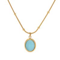 Ytrkiasy Women Green Stone Necklace - 18K Gold Plated Stainless Steel Snake Chain Necklace Jewelry Drop Pendant Necklaces Women