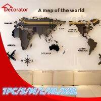 Nordic World Map Acrylic 3D Wall Decal Office Study Living Room Sofa Background Wall Decoration