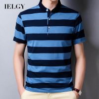 2023 New Fashion  IELGY mens golf short sleeve striped polo collar shirt polo shirts for men，Size: XS-6XL Contact seller for personalized customization of name and logo