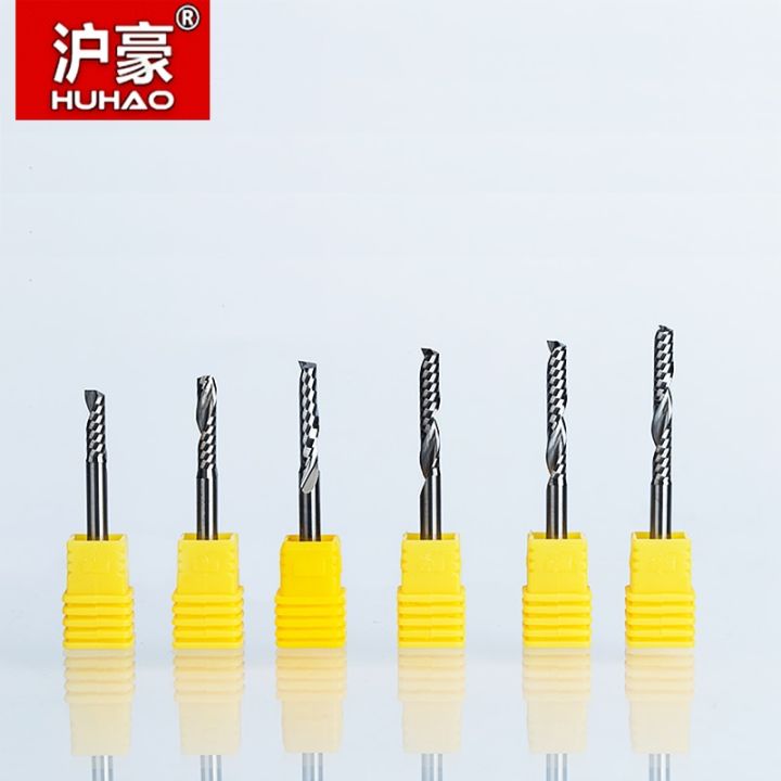 huhao-5-pcs-เครื่องตัดอะคริลิคขลุ่ยเดี่ยวเกลียว-up-cut-router-bit-shank-4mm-cnc-end-mill-ทังสเตนสตีลคาร์ไบด์-milling-cutter