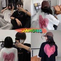 Dahong ?เสื้อยืดแฟชั่นไซส์ใหญ่ เสื้อคู่รัก สไตส์เกาหลี เสื้อยืดงานดี ผ้าเด้ง เสื้อยืดผู้หญิงแขนสั้น2314