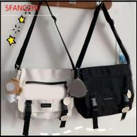 5FANGZHE สีทึบทึบ Satchels ฝาพับ ผ้าใบแคนวาส กระเป๋าสะพายไหล่แบบสั้น มีสไตล์ จุได้มาก กระเป๋า Crossbody วัยรุ่นวัยรุ่น