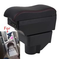 For Ford Fiesta Armrest box For Ford Fiesta MK7 Car Armrest 2009-2017 Car Storage Box Curved Surface leather easy installation Pipe Fittings Accessori