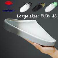 Sunlight EU35-46ขนาดพิเศษคุณภาพสูงรองเท้าแตะพื้นหนาและรองเท้าแตะแฟชั่นของผู้ชายสีที่เข้ากันกับรองเท้าระบายอากาศใส่สบายขี้เกียจปกคลุมนิ้วเท้าอเนกประสงค์ยืดหยุ่นสูงพื้นนุ่มไม่ลื่น