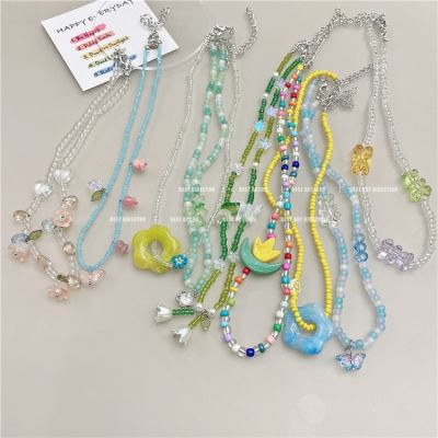 【CW】☸✖┋  Bohemia Multi-layer Polymer Clay Necklaces Colorful Beads Metal Chain Choker Necklace Jewelry
