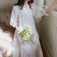 【 WYIN kitchen】 Women 39;s Princess Nightdress Kawaii Solid Summer Lace Ladies Nightgown Embroidered Three Quarter Sleeve Homewear for Female