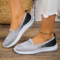 Mom Summer Mesh Knitting Sneakers Women Breathable Mary Janes Shoes Non-slip Ladies Casual Nurse Office Shoes Ballet Flats