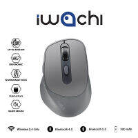 เมาส์ไร้สาย IWACHI i6 สีเทา ใช้งานได้หลายอุปกรณ์ เสียงคลิกเงียบ ไร้เสียงรบกวน ชาร์จแบตได้