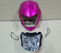 หน้ากากหน้า โซนิค (sonic) รุ่นแรก ปี2000-2001 สีชมพูบานเย็น (1175) พร้อมไฟหน้า และฝาไฟเลี้ยวใส