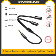 Kinsound Jack 3.5 mm Bộ chia âm thanh stereo Mic Tai nghe, Cáp phụ trợ với 2 Mic & Audio 3.5mm Nam đến 2 Nữ Tương thích với tất cả các thiết bị 3.5 mm cho tai nghe Âm thanh nổi gia đình iPhone thumbnail