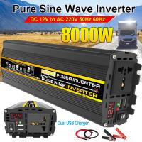 อินเวอร์เตอร์พลังงานแสงอาทิตย์12V 220V 3000W 6000W 8000W DC12V เป็น AC 220V แหล่งจ่ายไฟฟ้าเครื่องแปลงไฟชาร์จรถยนต์