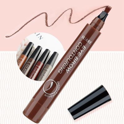 5 Colors Eyebrow Tattoo Pen Waterproof 4 Points Eyebrow Pen Long Lasting Liquid Brow Pencil Natural Microblade Eyebrow Pencil