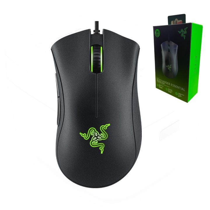 razer-deathadder-ดั้งเดิม-essential-เมาส์สำหรับเล่นเกมส์แบบมีสายที่หนู6400เซ็นเซอร์-dpi-ออปติคอล5ปุ่มแยกกันสำหรับเกมเมอร์แล็ปท็อป-pc