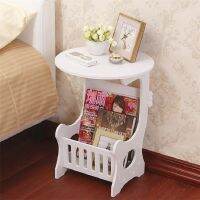 K-STAR European Mini Plastic Round Coffee Tea Table Home Simple Plastic Living Room Bedroom Storage Shelf Bedside Table White Edge Corner Guards