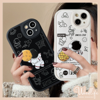 เคสลายการ์ตูนนาซ่านักบินอวกาศใช้ได้กับ IPhone 11 14 13 12 Pro Max 7 8 6 6S 14 Plus XR X XS MAX SE 2020 Ins เคสโทรศัพท์ TPU แบบน่มแฟชันทันสมัย