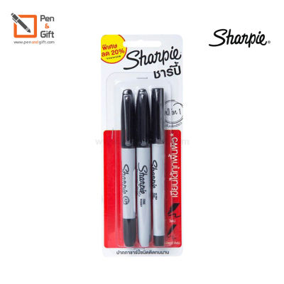 Sharpie ALL-IN-1 Permanent Markers Black -  แพ็ค 3 ด้าม ปากกามาร์คเกอร์ ชาร์ปี้ ALL-IN-1 สีดำ  ปากกามาร์คเกอร์  ชนิดเขียนติดถาวร ลบไม่ได้ กันน้ำ [Penandgift]