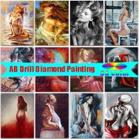 Nude Erotic Art AB Diamond Painting Sexy Lady Full Round Square Drill Embroidery Cross Stitch Kits Mosaic Picture Home Decor