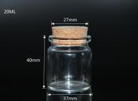 5pcs 37x40mm 20ml Glass Bottles Wish Bottle Empty Glass Sample Storage Jars Vials with Cork Stoppers for Decoration DIY Craft