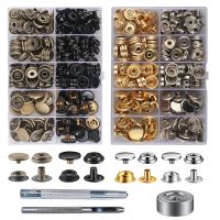 50 Set Leather Snap Fasteners Kit 15mm Metal Button Snaps Press Studs with 3Setter Tools Leather Snaps for Clothes Jackets