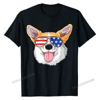 Corgi 4th กรกฎาคมอเมริกันแว่นกันแดดสุนัขลูกสุนัขสหรัฐอเมริกาสุนัขเสื้อยืดเสื้อยืดบริษัทที่กำหนดเองชายท็อปส์เสื้อยืดที่กำหนดเองผ้าฝ้ายที่มีคุณภาพสูงเสื้อยืด